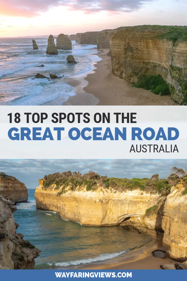 Great Ocean Road trip itinerary. Images of ocean and cliffs