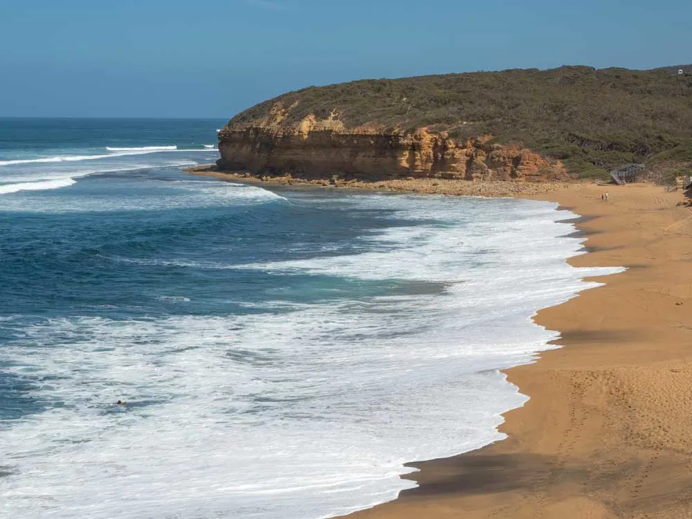 Bells Beach in Victoria Australia. Beach and cliffs on the Great Ocean Road drive