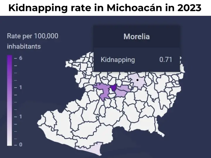 Kidnapping rate in Michoacán in 2023